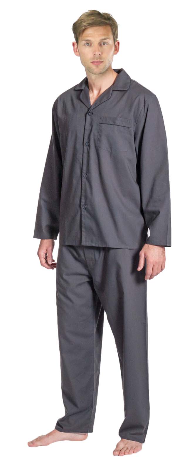 Mens Traditional Pyjamas 2 Piece Classic Set Hospital Top + Bottoms